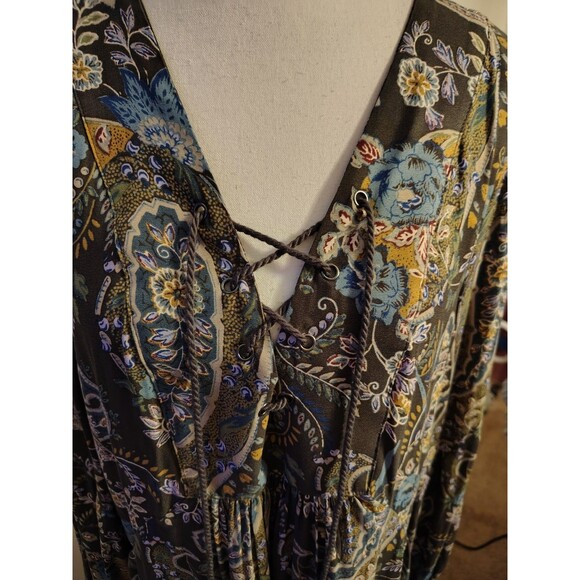 Free People Dress Size L Rain or Shine Floral  Pockets Flowy Baby Doll - Picture 3 of 8